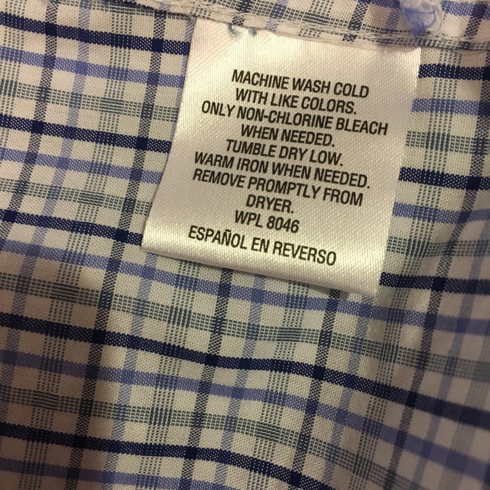 Alfani Fitted Performance Blue White Checked Butt… - image 6